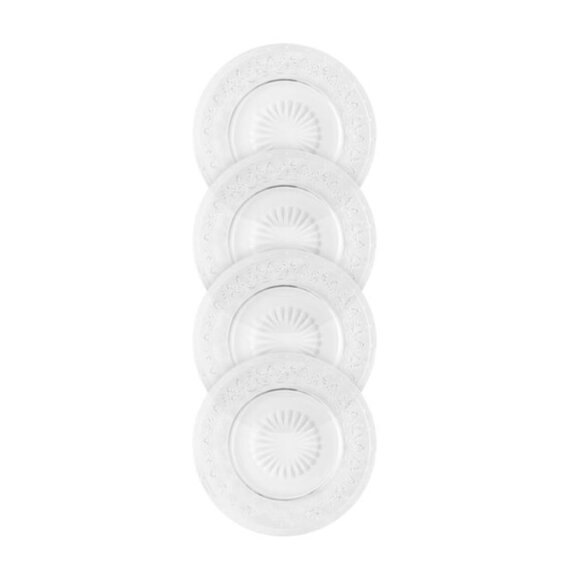 Pioneer Woman Cassie Appetizer Dessert Plates Clear Embossed Glass 4pk 6.35"dia - Picture 2 of 6